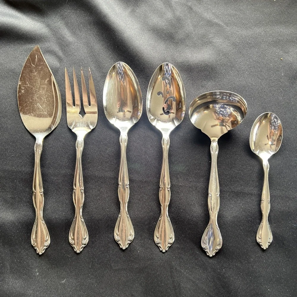 Oneida Community Cantata 6 Pc Serving Set‎ Stainless Flatware Vintage